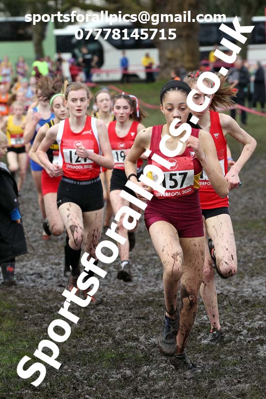 Junior girls, 2020 New Balance English Schools Champs., Sefton Park, Liverpool. Photo: David T. Hewitson/Sports for All Pics